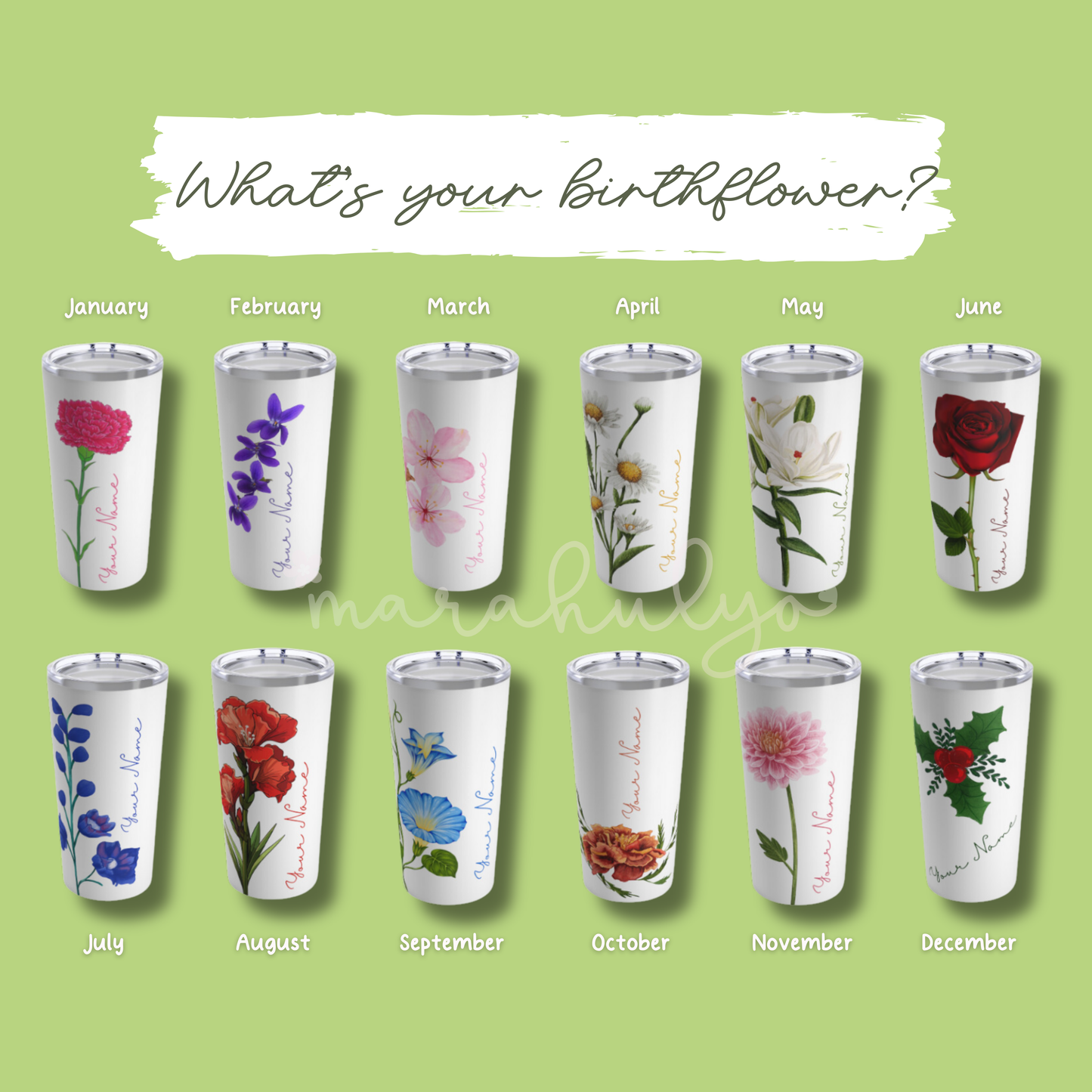 Personalized Birthflower Tumbler 20oz